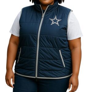 NFL Cowboys Team Women's Navy Star-Embroidered Vest 3XL